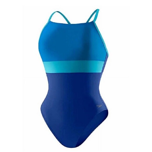 Speedo Women Racerback One Piece Swimsuit Swimwear Atlantic Blue Size 10 - Picture 1 of 7